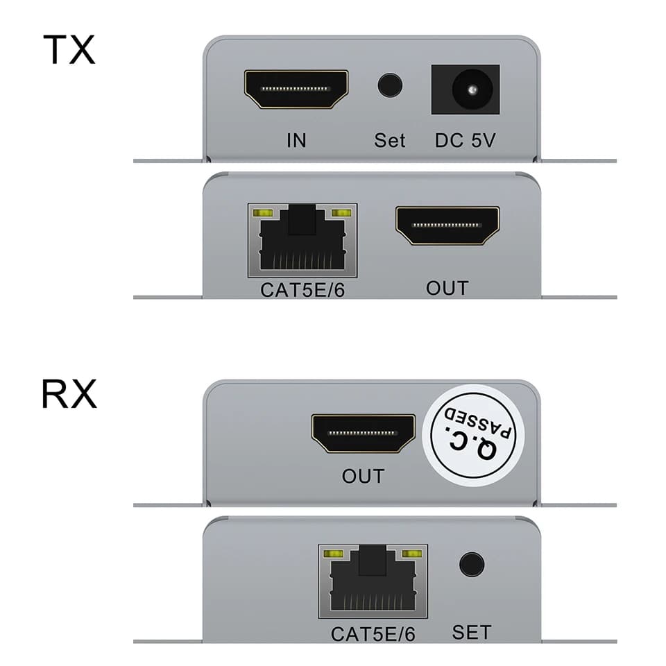 Extender HDMI to 2 port POE cat5e/6 cable (extender ethernet HDMI Loop out HDMI) 1080P with EU/US/UK/AU power adapter up to 50M