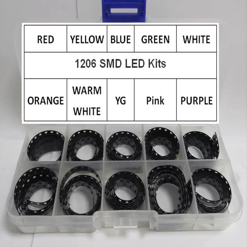 1000 pezzi 1206 SMD LED 10 colori x 100 pezzi bianco rosso ghiaccio blu verde giallo rosa arancione viola bianco caldo kit diodi super luminosi