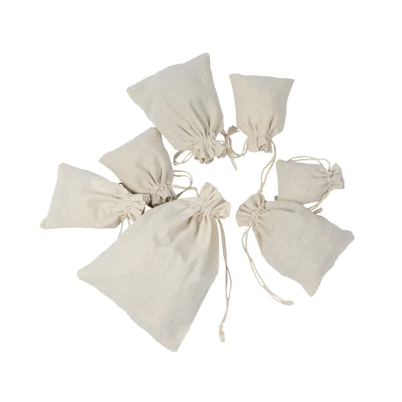 10 pezzi moda cotone coulisse sacchetti di tela bomboniere festa regalo di natale gioielli sacchetti di sacco di iuta imballaggio 10 dimensioni