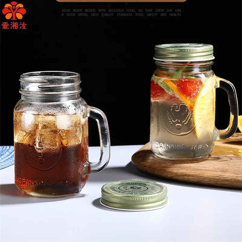 Barattolo per bere 488ML Retro Rooster Cup Country Fair boccale di birra Vintage Rooster vetro trasparente con coperchio