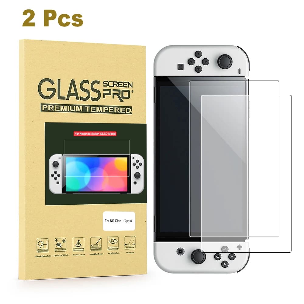 Pellicola protettiva in vetro temperato antigraffio 9H per console di gioco OLED Nintendo Switch