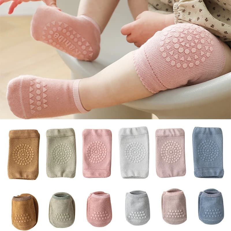 Ginocchiere di sicurezza per bambini Calzini Set Calzini da pavimento antiscivolo Cuscino per gomito Ginocchiera Estate Kid Protezione strisciante Scaldamuscoli Ragazze Ragazzi