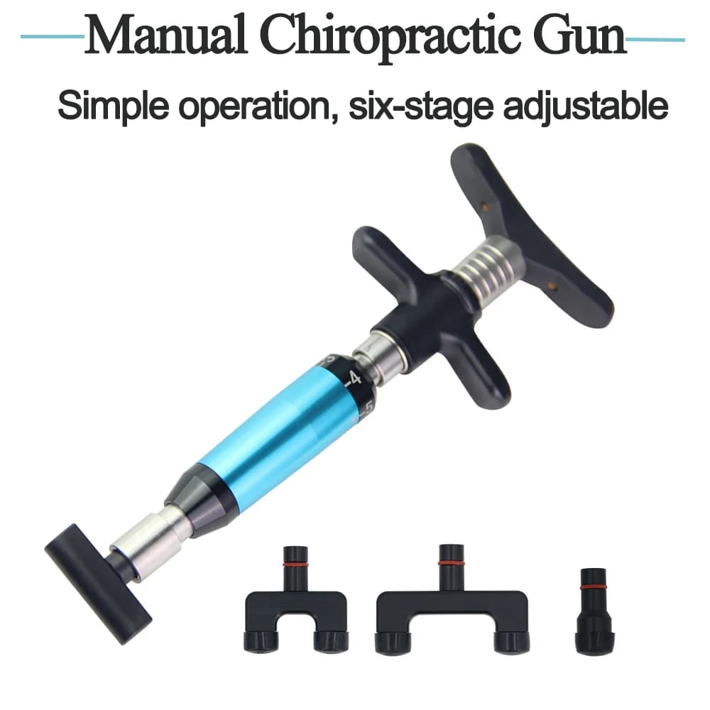 Manual Chiropractic Adjusting Tool Replaceable 4 Heads Relieve Pain Body Massage Relaxation Spine Correction Gun