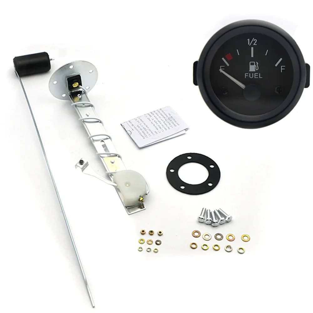 2 "52 millimetri Indicatore di Livello Del Carburante Auto Meter con Carburante Galleggiante Sensore di LED A Luce Bianca Bordo Nero Automotive Calibri 12V