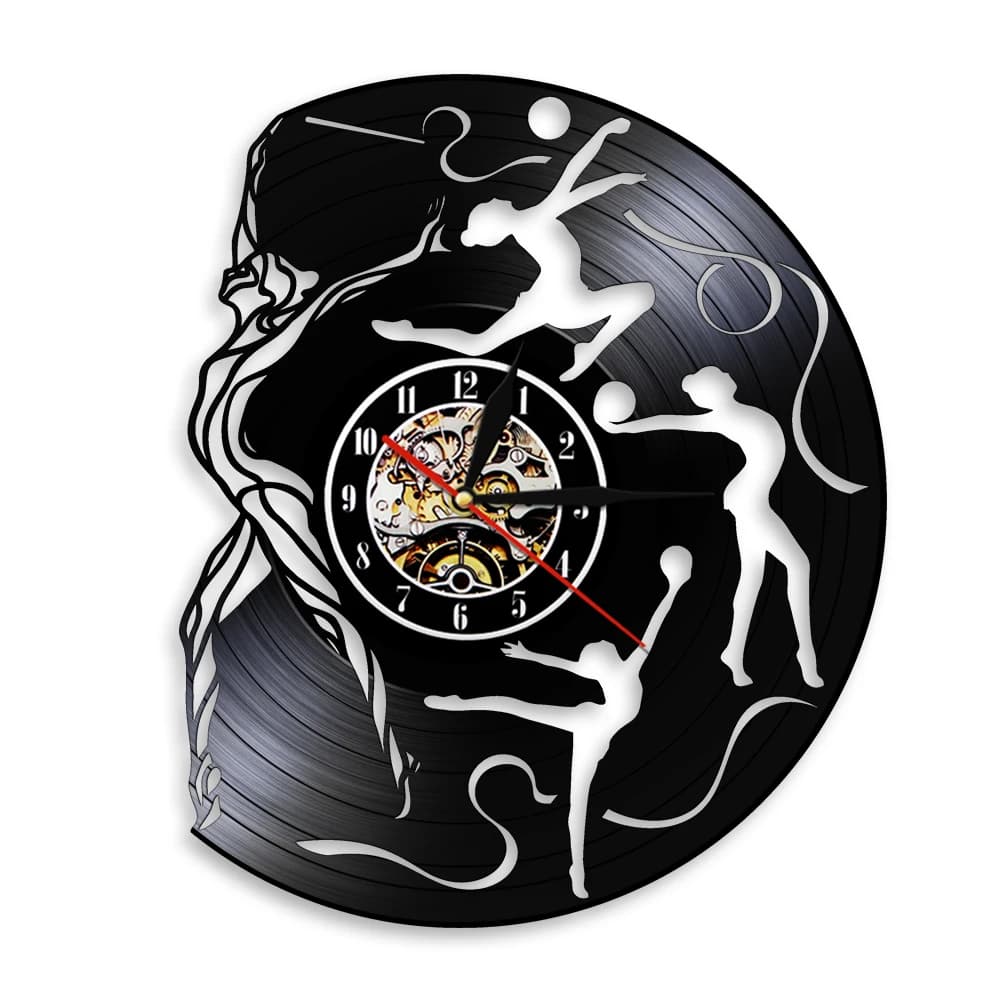 Orologio da Parete in Vinile con Design Moderno, Decorazione per Sala Ginnastica, Arte Murale per Ginnasti, Arredamento per Sala da Ballo, Ragazza Sportiva in Ginnastica Artistica