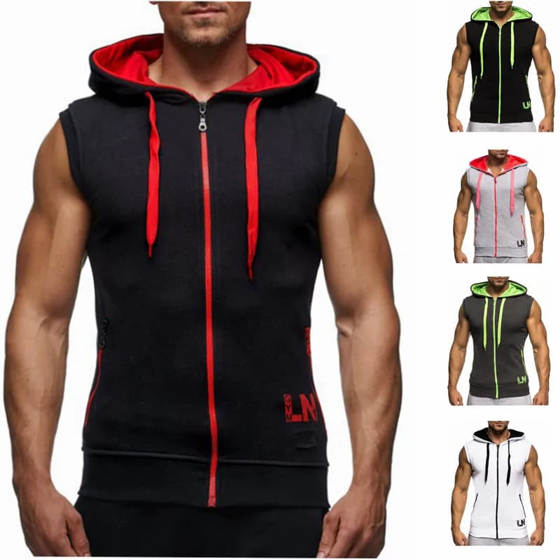 Felpa senza maniche da uomo felpe con cappuccio nuovo abbigliamento canotta con cappuccio sport con cappuccio per pantaloni sportivi da uomo gilet sportivo