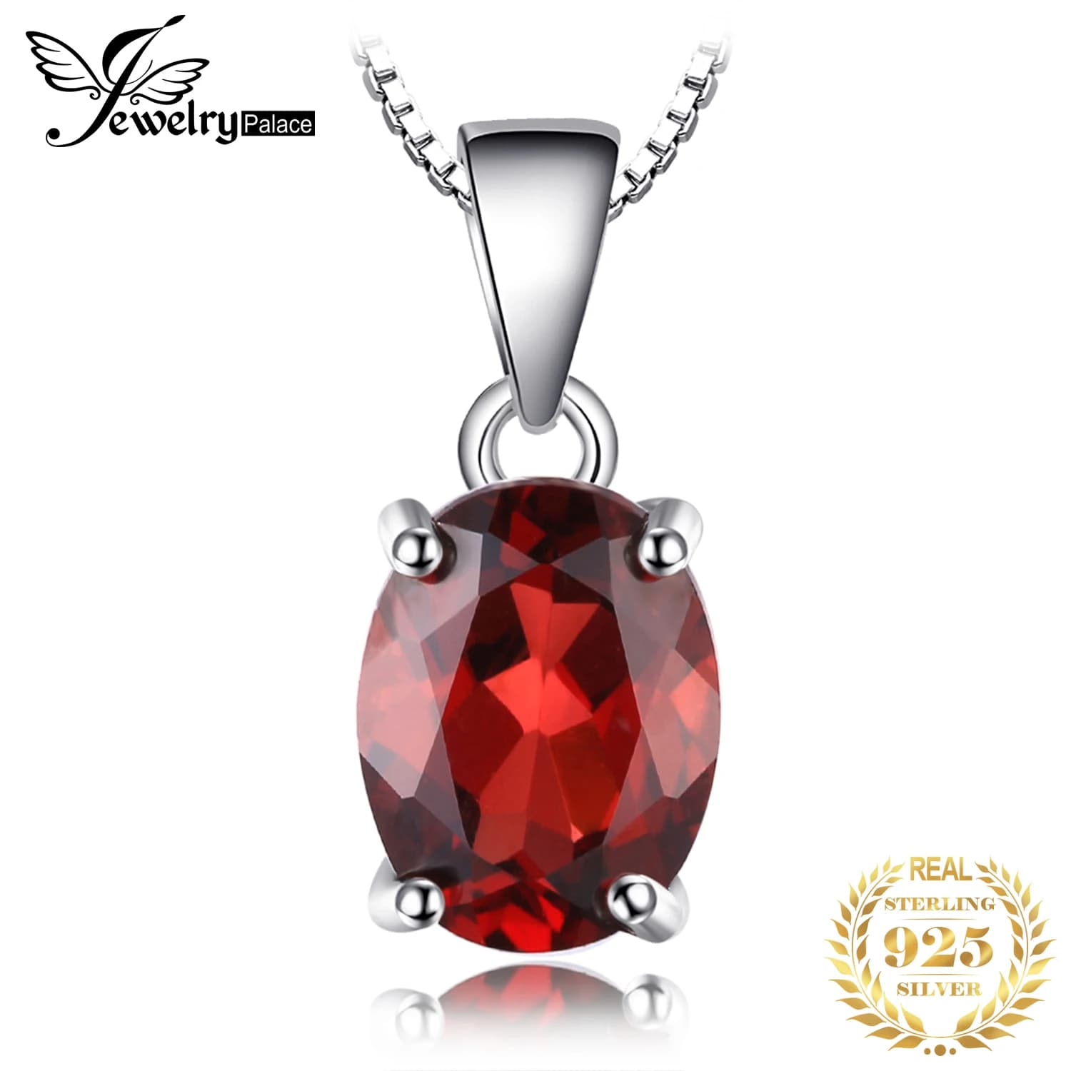 JewelryPalace Natural Garnet Amethyst Citrine Peridot Blue Topaz 925 Sterling Silver Pendant Necklace Gemstone Jewelry No Chain