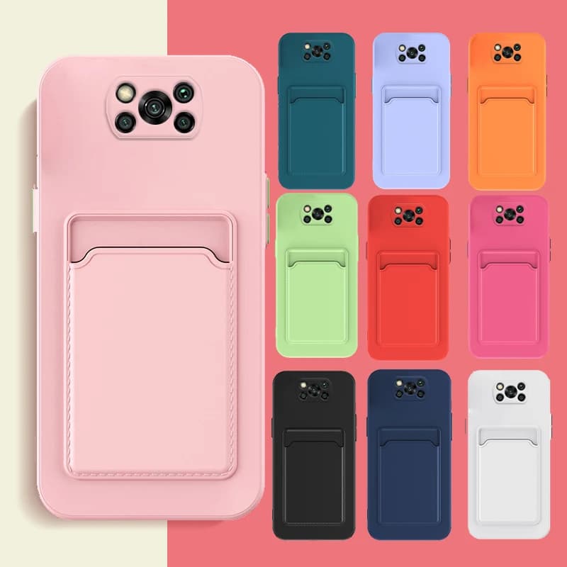 Card Holder Pocket Phone Case For Xiaomi Mi Poco X3 Nfc X3 Pro Poco M3 Pro F3 M2 X3 GT Silicone Wallet Card Slot Back Cover