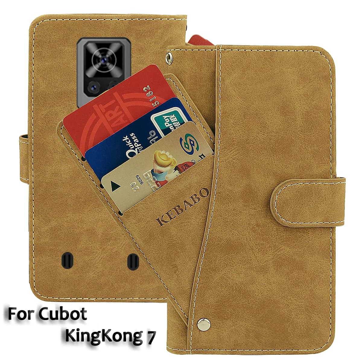 Portafoglio in pelle vintage Cubot KingKong 7 Custodia da 6,36" Flip Slot per schede di lusso Cover Magnete Custodie protettive per telefono Borse