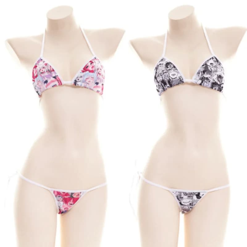 Dressed bikini set with cartoon print Kawaii summer set of sexy underwear for women with swimsuit cosplay anime