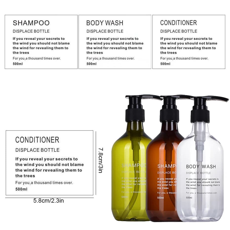 3pcs bottiglie trasparenti etichetta adesiva bagno doccia Shampoo lavaggio del corpo etichette balsamo adesivo Dispenser di sapone trasparente stampato