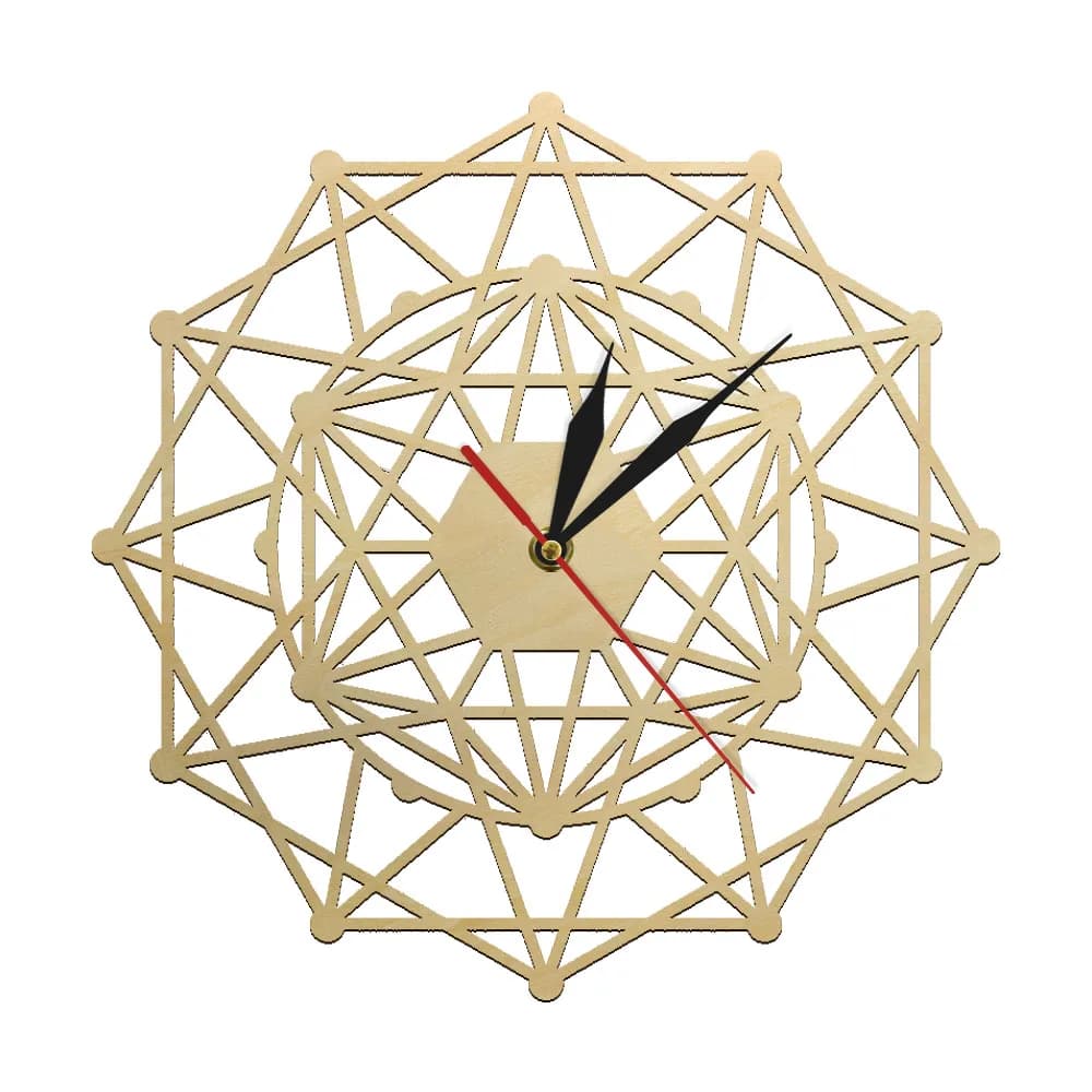 Caleidoscopio Orologio da parete decorativo Orologio geometrico in legno Movimento silenzioso Stile fattoria Decorazione da parete rustica Regalo di inaugurazione della casa