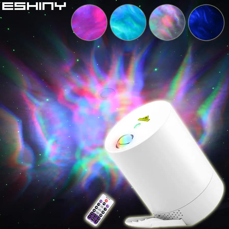 ESHINY Laser Galaxy Starry Stars Sky proiettore luce per bambini bambini RGB LED acqua ondeggiante notte nebulosa nuvola camera da letto B204D2