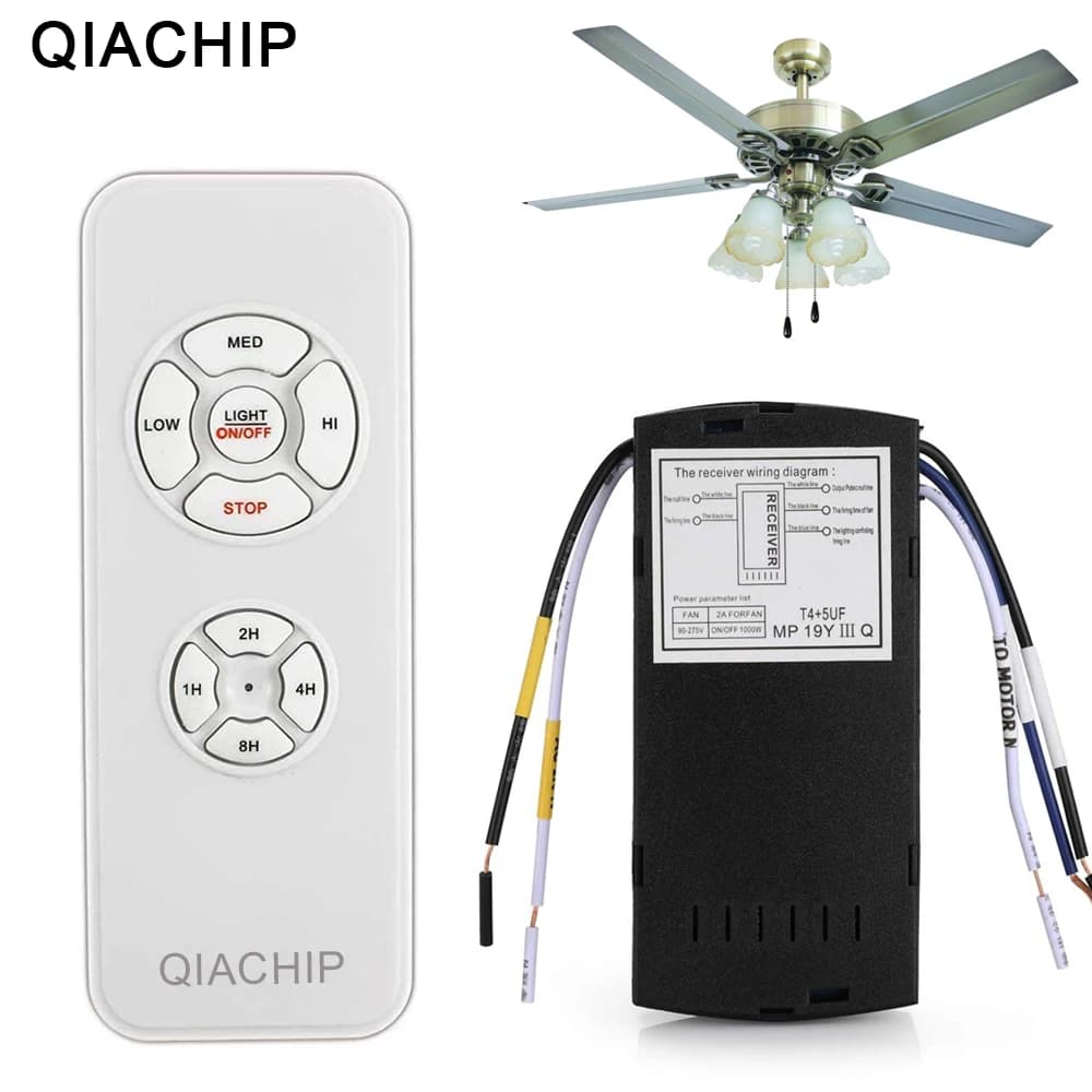 QIACHIP Kit telecomando universale per lampada da soffitto a soffitto AC 110-240V interruttore di controllo della temporizzazione ricevitore del trasmettitore di velocità del vento regolato
