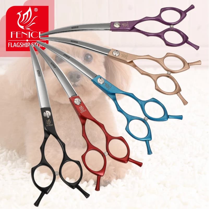 Forbici per toelettatura animali curve colorate da 6.5 pollici per cani da compagnia Fenice