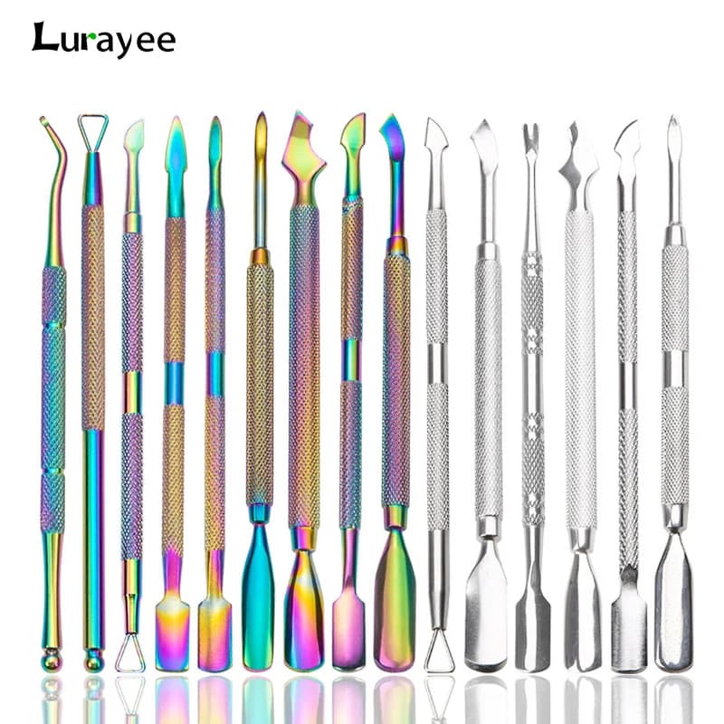 Nail Cuticle Pusher Nail Polish Remover Gel Nail Polish Peeler raschietto strumento per Manicure pulito in acciaio inossidabile per unghie