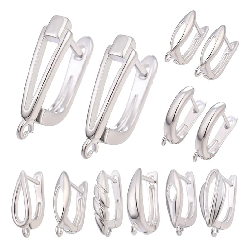 Juya DIY Basic Schwenzy Material SiLVER Color Fasteners Earwire Earring Hooks Accessories For Fashion Earrings Making Supplies