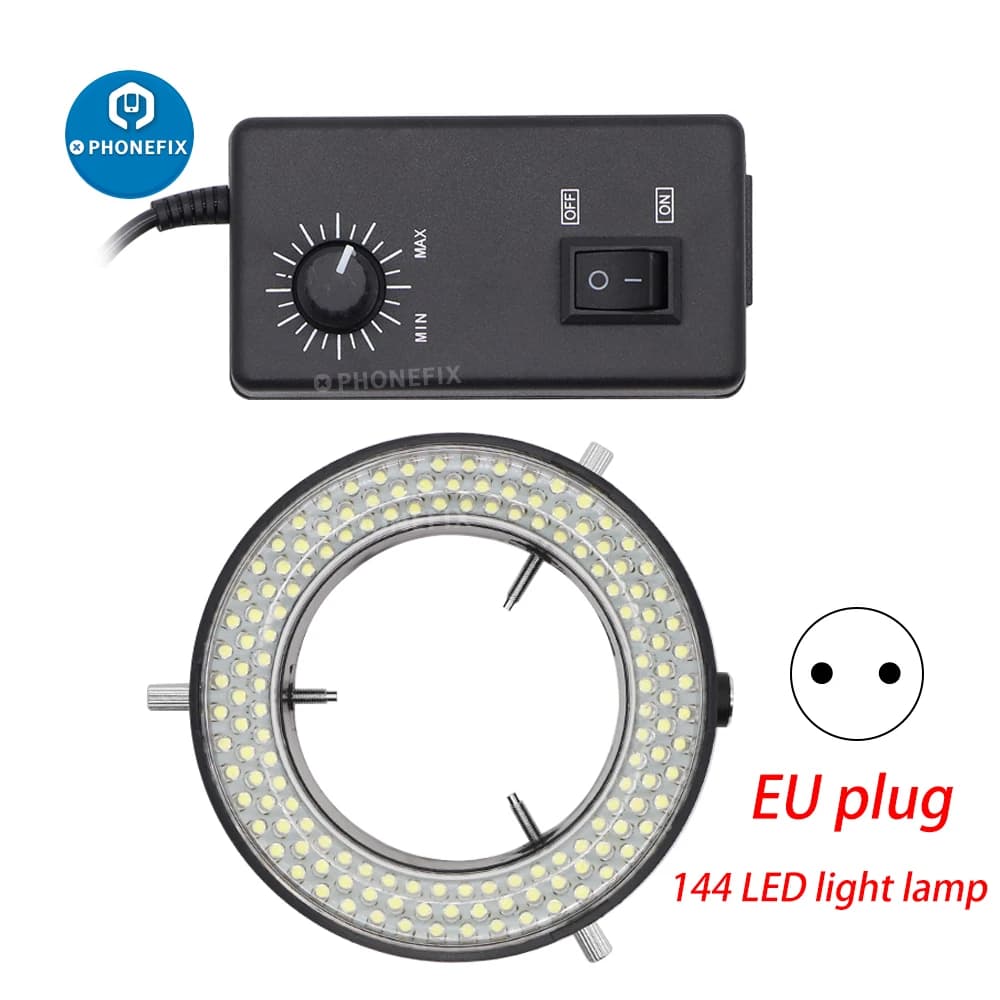 144 LED USB lampada regolabile per illuminatore ad anello per industria Stereo Zoom microscopio lente d'ingrandimento per fotocamera industriale 100V-240V