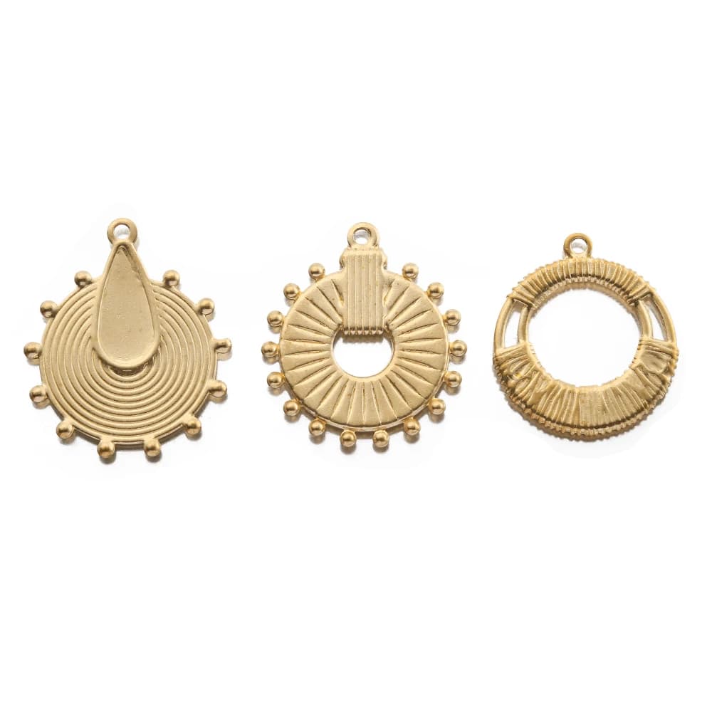 20 Pz/lotto Ottone Bruto Puro Etnico Tribale Gitanio Rotondo Micro Macrame Pendenti E Ciondoli Per Fai Da Te Boho Orecchini Collana Creazione di Gioielli