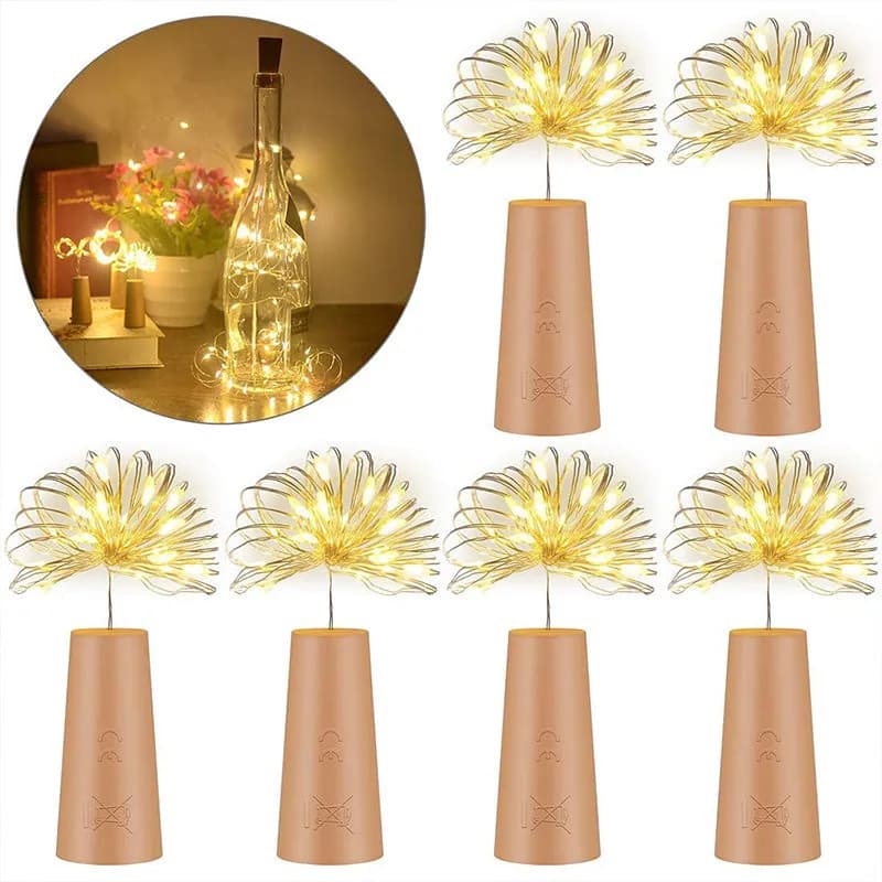 2M 20LED Luci per bottiglie di vino con tappo in sughero LED String Light Filo di rame Fata Ghirlanda Luci Festa di Natale Decorazioni di nozze