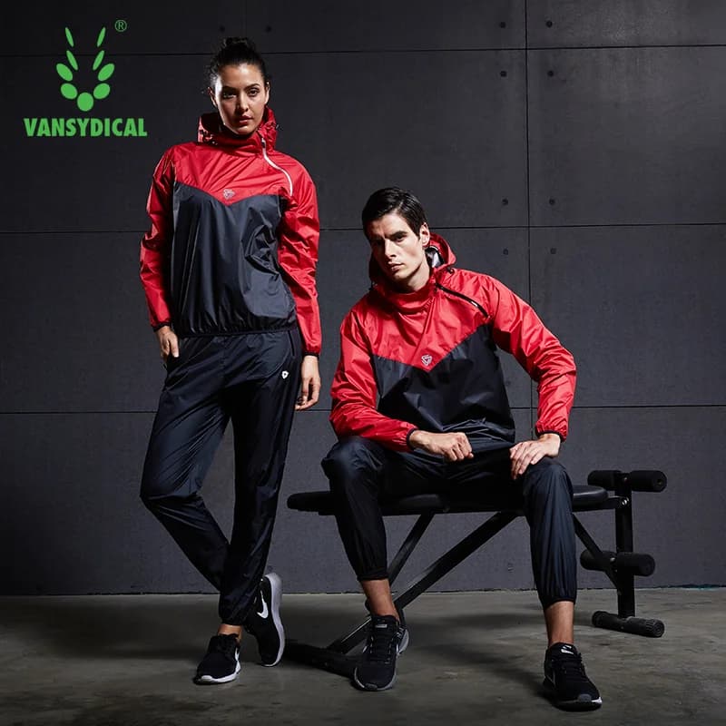 VANSYDICAL Sauna Suit felpe con cappuccio Pullover Sportswear Mens Gym Clothing Set Running Fitness perdita di peso sudorazione sport tuta da Jogging