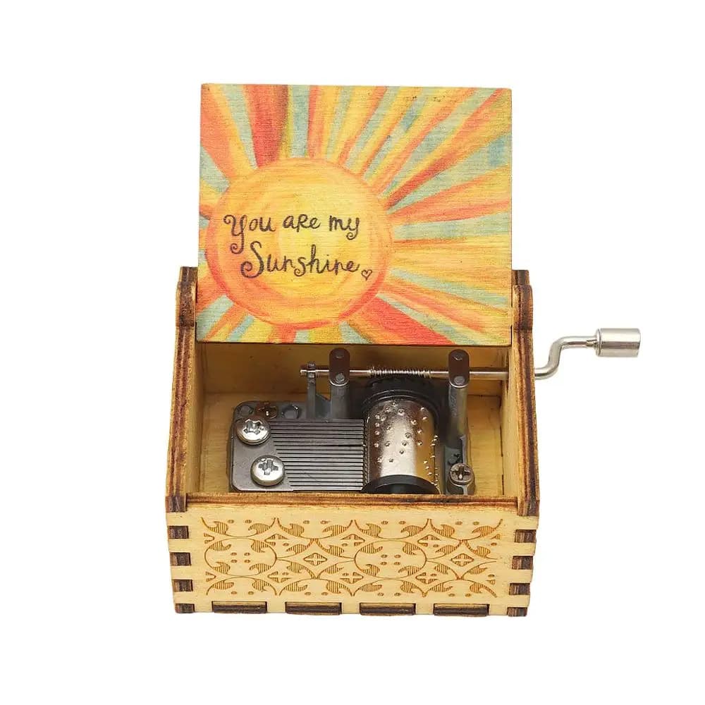 Astuccio per musica in legno You are My Sunshine, custodia per scatola musicale vintage incisa al laser a manovella, regali per compleanno/Natale/San Valentino