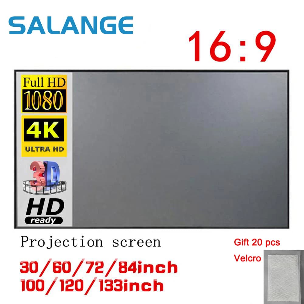 Salange Schermo Proiettore 72 84 100 120 pollici Anti-Schermo di luce Per La Casa Ufficio Esterno Portatile 3D HD di Proiezione schermo