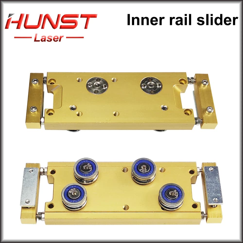 Hunst Gold Color Y Axis Inner Guide Rail Slider With Four Wheel Guide Rail Block For Laser Engraving Cutting Machine Spare Parts