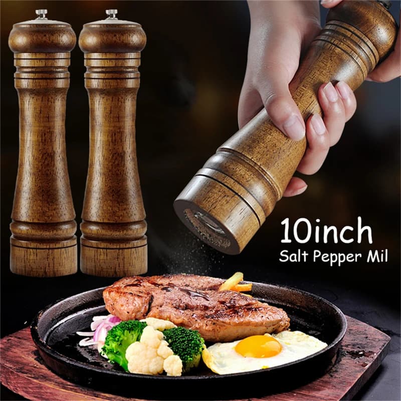 10 "Classico Quercia Sale e Pepe Mulino Legno Pepe Spezie Mulino Set Palmare Condimento Mills Smerigliatrice Cottura BBQ Strumenti Set