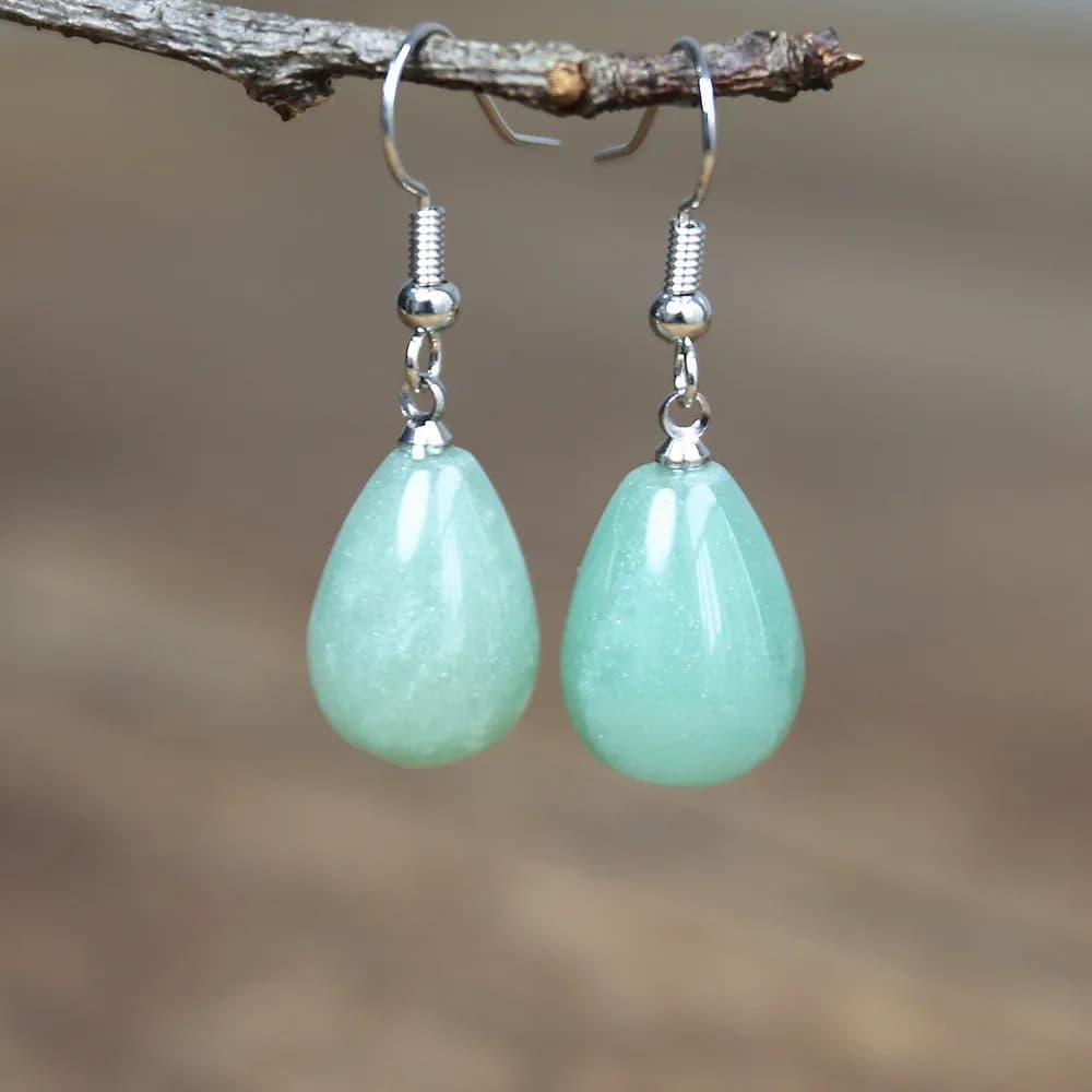Orecchini in pietra naturale per donna orecchini pendenti in avventurina verde orecchini pendenti eleganti regali di gioielli di moda