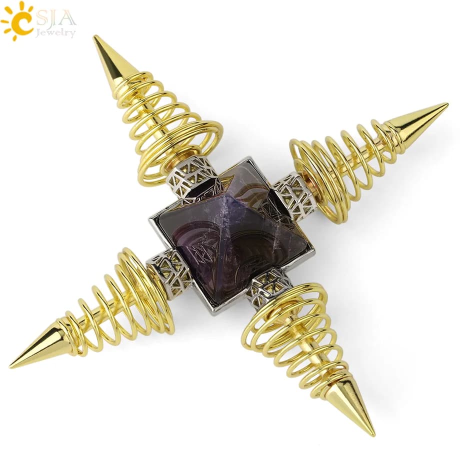 Cristallo pietre naturali decorazione piramide 4 punti pendolo a spirale generatore di energia guarigione meditazione spirituale prodotto G316
