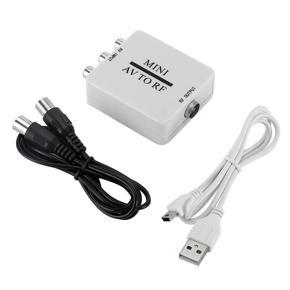 Durevole portatile AV a RF Mini convertitore Video HD scatola adattatore Texture classica multifunzionale Switcher TV amplificatore RF