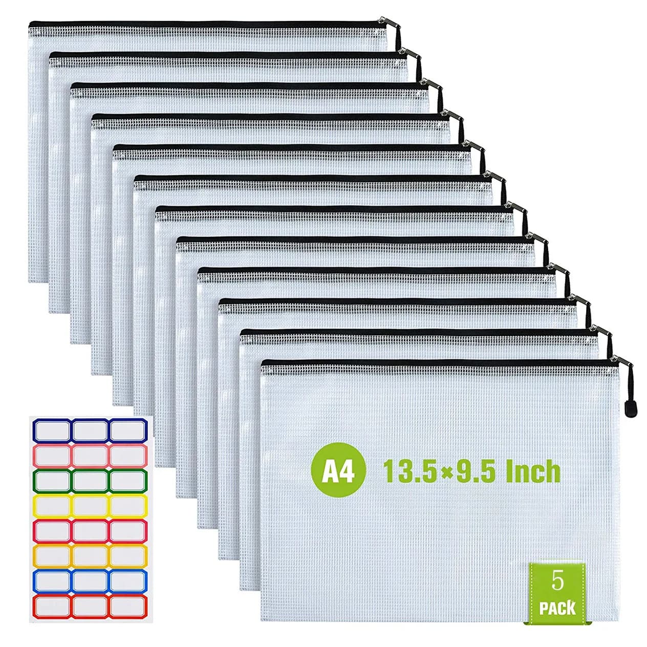Cartella documenti formato A4 Borse con cerniera per file Portafogli in plastica Borse per documenti in rete Borsa con cerniera Portafoglio a chiusura lampo
