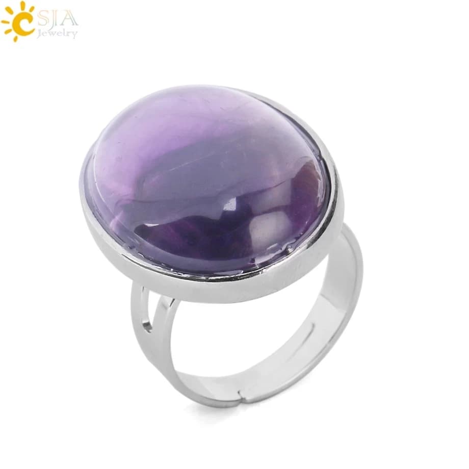 CSJA Reiki Anello con pietra preziosa naturale per uomo Donna Quarzo rosa Occhio di tigre Lapislazzuli Ossidiana nera Anello per feste Gioielli E832