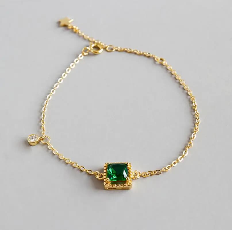 Braccialetti in oro da donna con geometria abbagliante in argento sterling 925 Braccialetti quadrati con zirconi cubici per regalo per ragazza