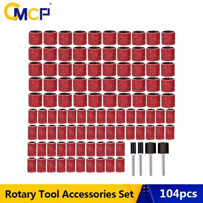 CMCP 104 pezzi di nastro abrasivo grana 80 con tamburo di levigatura a mandrino per metallo, legno, lucidatura, utensile abrasivo, carta vetrata per utensile rotante Dremel