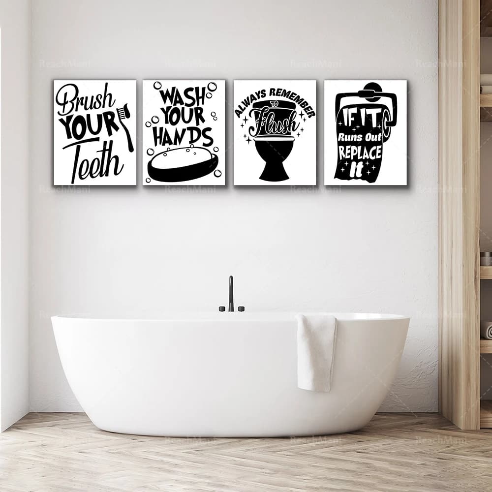 Citazione delle regole del WC, pittura su tela, moderne e divertenti, regole del bagno, insegne, poster e stampe, immagini murali