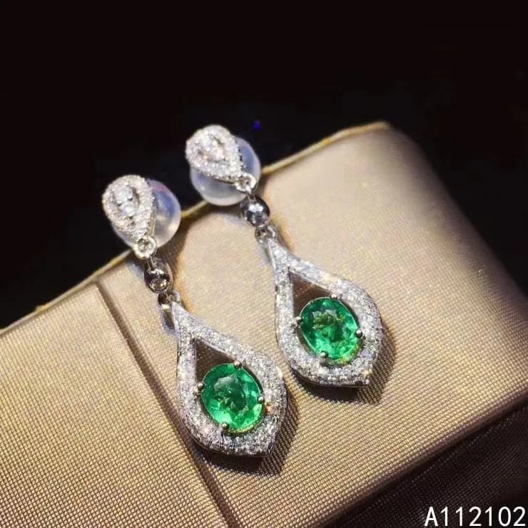 KJJEAXCMY Argento sterling 925 intarsiato smeraldo naturale Orecchini di lusso squisiti in stile cinese per ragazze supportano il test