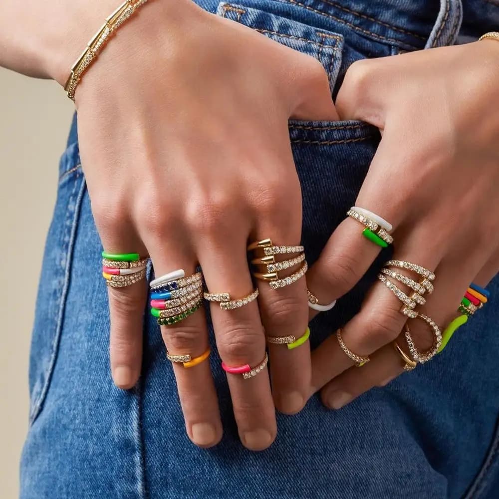 2020 summer new colorful Neon enamel open adjusted finger ring for women fluorescent fashion jewelry