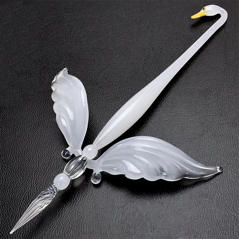 Creative Swan Handmade Glass Dip Pen Set angel wings Penholder Calligraphy Fountain Signature Pens Cute Couples Gift Filling Ink