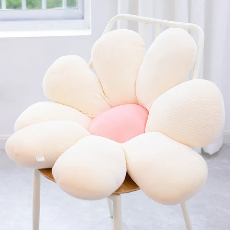 Cuscino per piante in peluche margherita da 50-80 cm Cuscino per sedile realistico con girasole Cuscino per fiori per sedia giallo rosa beige