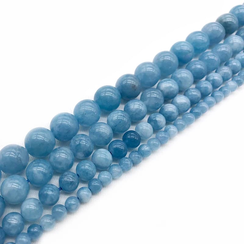 Natural Blue Aquamarin Stone Round Spacer Loose Beads For Jewelry Making Bracelet Necklace 15"/strand 4/6/8/10/12mm pick size