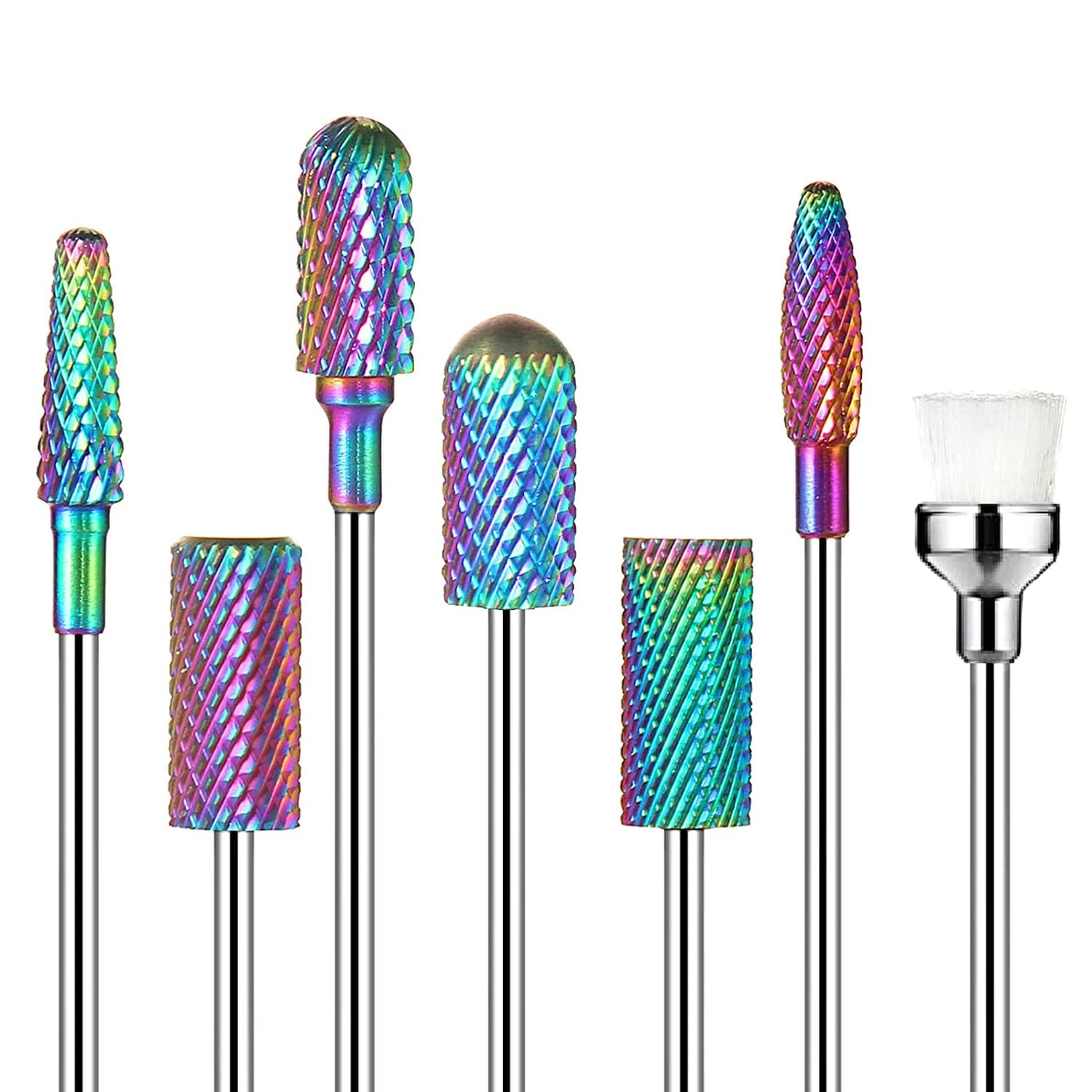 7 pezzi fresa in carburo di tungsteno per manicure punte da trapano per unghie placcate in colore gel acrilico cuticola pedicure rimuovi strumenti