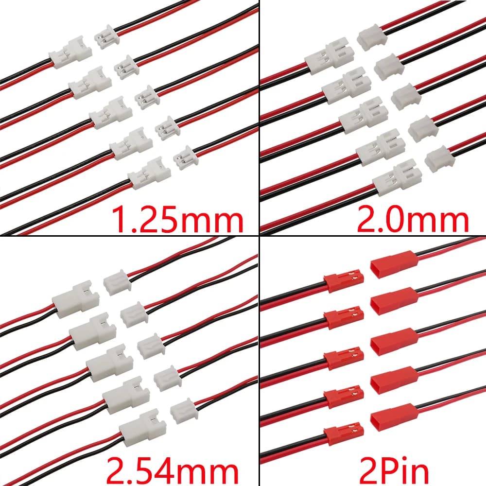 10/5/2 paia piccolo Mini JST 1.25mm PH2.0 XH2.54 2 pin maschio femmina spina jack cavo connettore JST 1.25/2.0/2.54 2P cavo elettronico