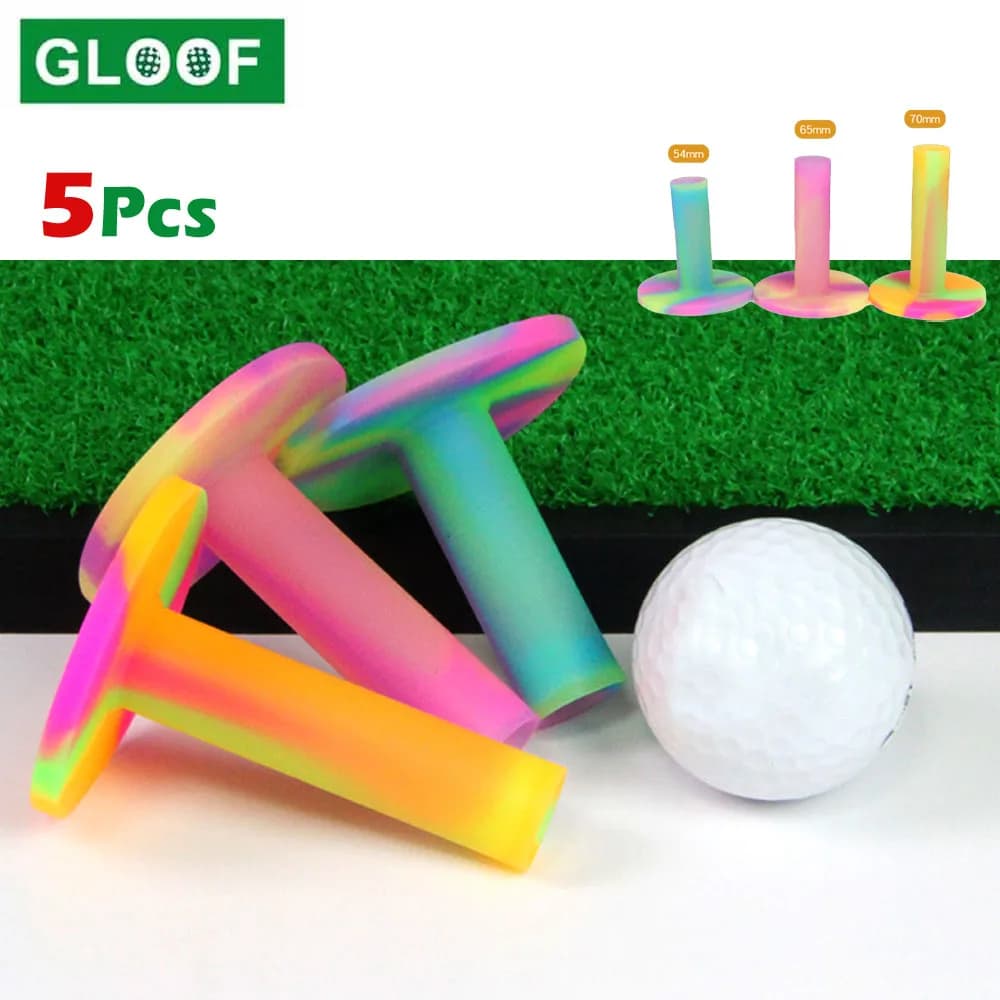 5pcs gomma bue tendine Golf Tees allenamento pratica casa guida gamme stuoie pratica 54mm 65mm 70mm accessori da Golf