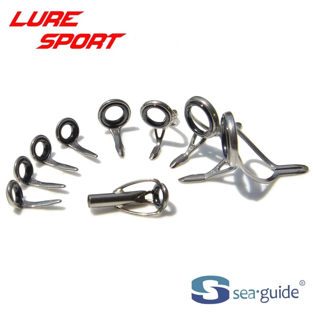 SeaGuide 9 pezzi Set guida in ghisa LS Ring SXBLSG10 BXBLSG10 Argento Nero Telaio in acciaio Asta componente di costruzione Palo di riparazione Accessorio fai da te