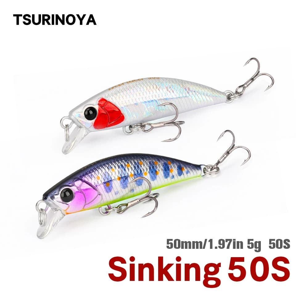 TSURINOYA 50S NUOVO COLORE 5 cm 5g Affondamento Minnow Richiamo di Pesca TROUT Artificiale Jerkbait Esca Dura Luccio Wobbler Crankbait
