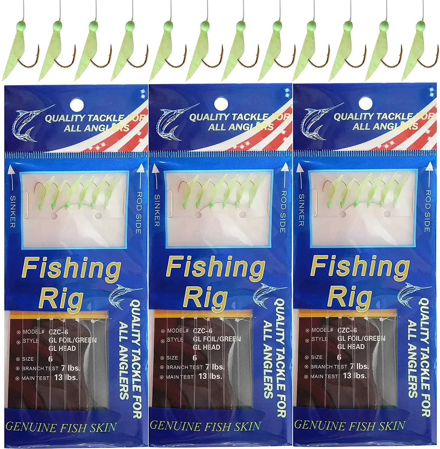 10/20/30PCS Impianti di pesca Esche per acqua salata Esche Impianti di pesca luminosi Impianti di esche Vera pelle di pesce Impianti di mare con ganci Girevoli