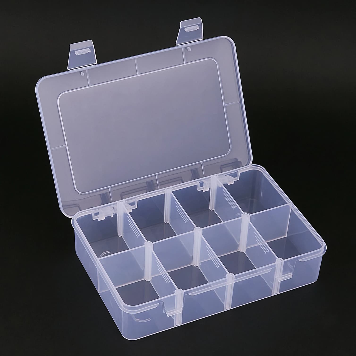 Contenitore portaoggetti in plastica con scomparto regolabile a 8 griglie, per gioielli, orecchini, perline, viti, custodia per esposizione