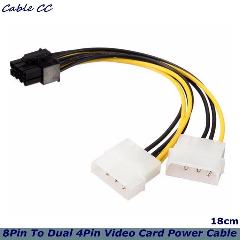 Cavo di Alimentazione Sdoppiatore a Y da PCIe a Doppio Molex 4-Pin per Scheda Grafica, Cavo di Alimentazione 2X PCI-E Express ATX PSU